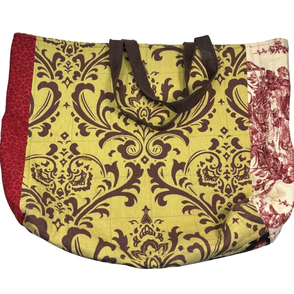 Quality Handmade Large Tote Bag Quilted AOP Patchwork Damask Floral Toile Boho